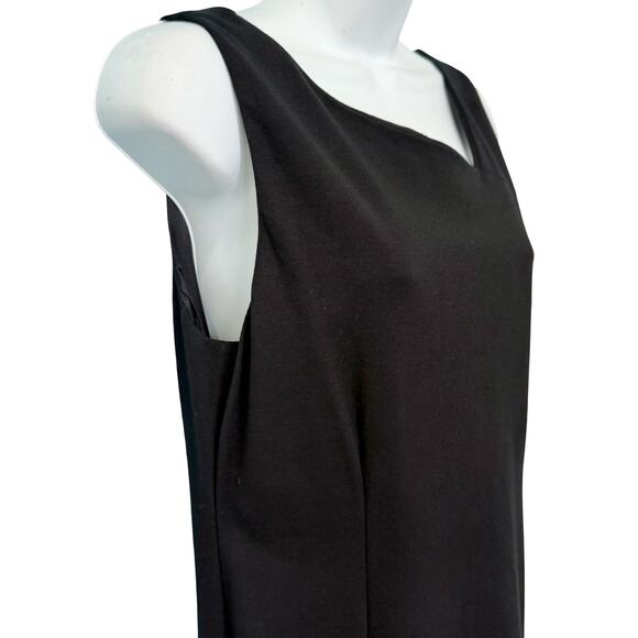 Eileen Fisher Black Ponte Asymmetrical Neck Sheath Sleeveless Pencil Dress Sz 10 - Picture 7 of 10